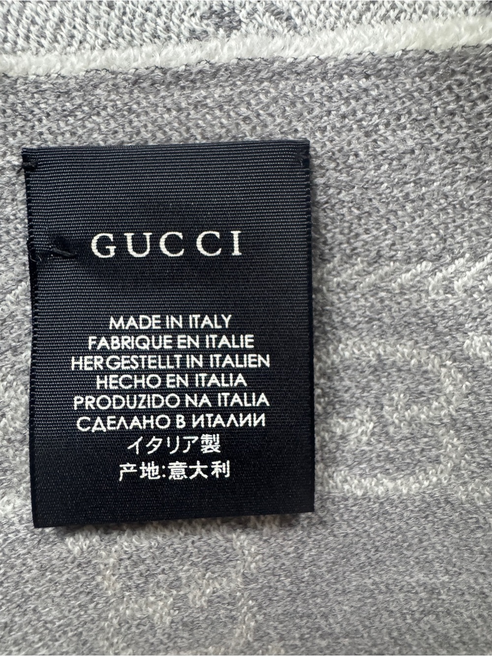 Authentic New Gucci GG women's wool Scarf Shawl Stole made in Italy Gray Unisex - Picture 5 of 7